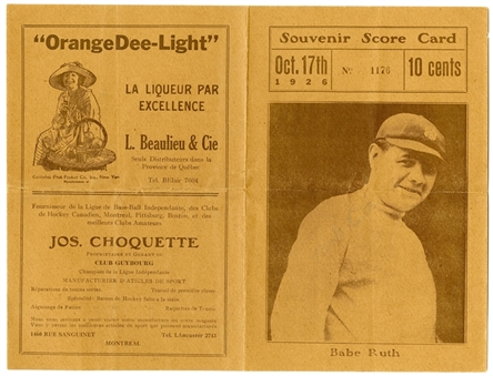 1926 Babe Ruth Signed Barnstorming Exhibition Souvenir Scorecard (JSA)